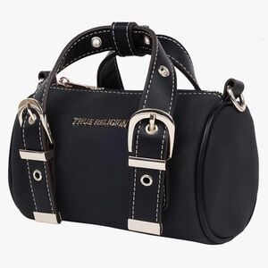 NWT Original TRUE RELIGION Small Barrel Duffel Crossbody Shoulder Bag Black